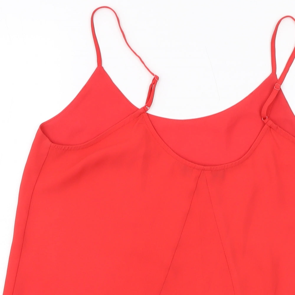 Oasis Womens Red Polyester Basic Tank Size 10 Round Neck
