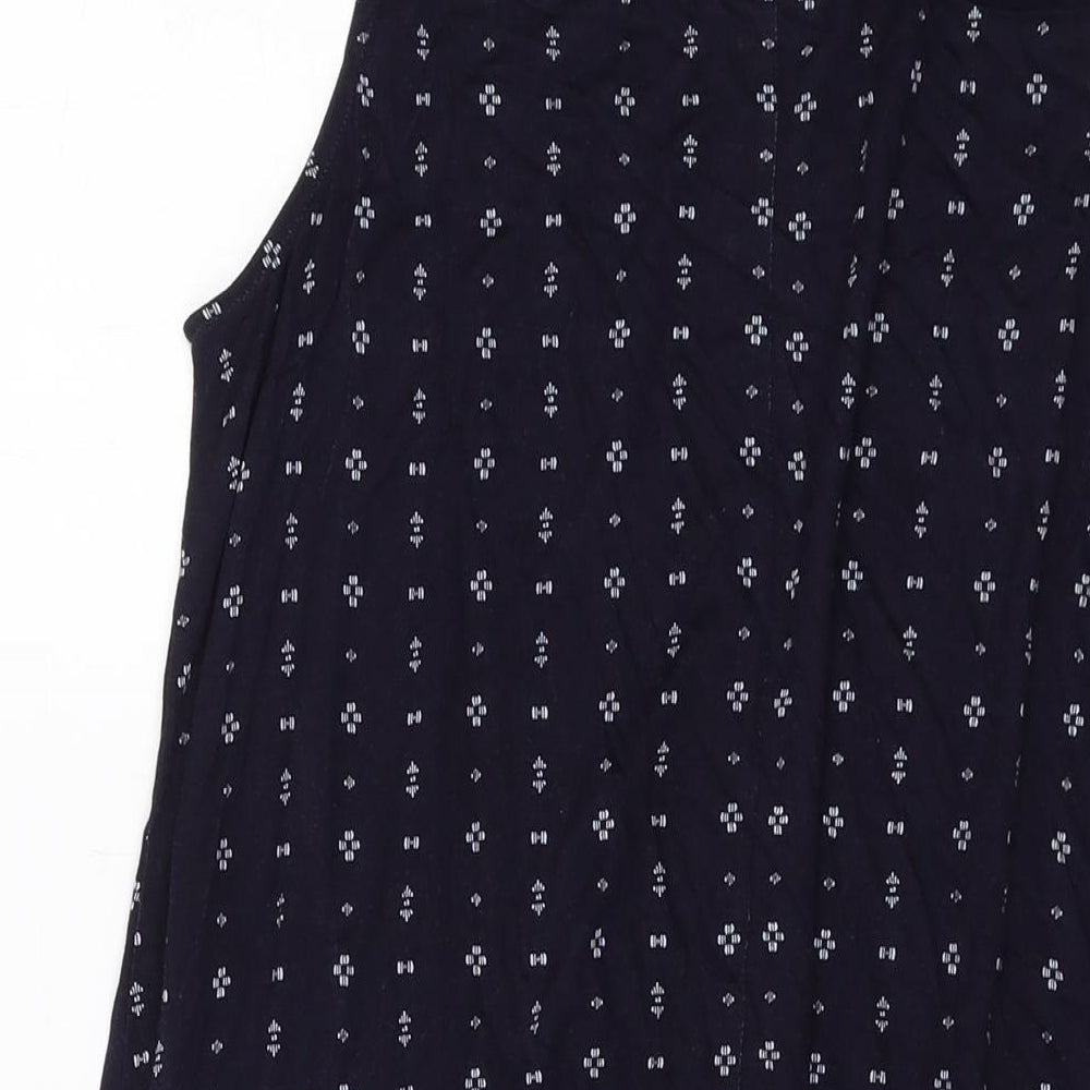 H&M Womens Blue Geometric Viscose A-Line Size M Round Neck Pullover