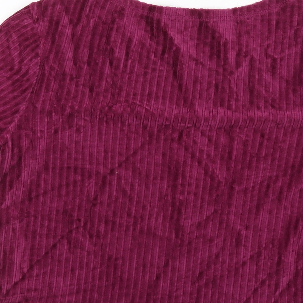 M&Co Girls Purple Cotton Cropped T-Shirt Size 16 Years Round Neck Pullover