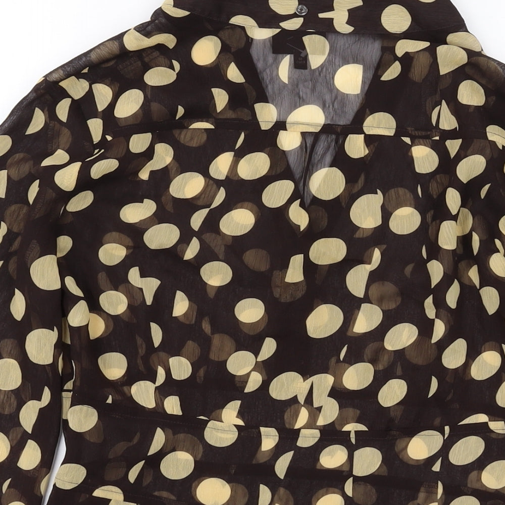 NEXT Womens Brown Polka Dot Polyester Basic Blouse Size 8 Collared