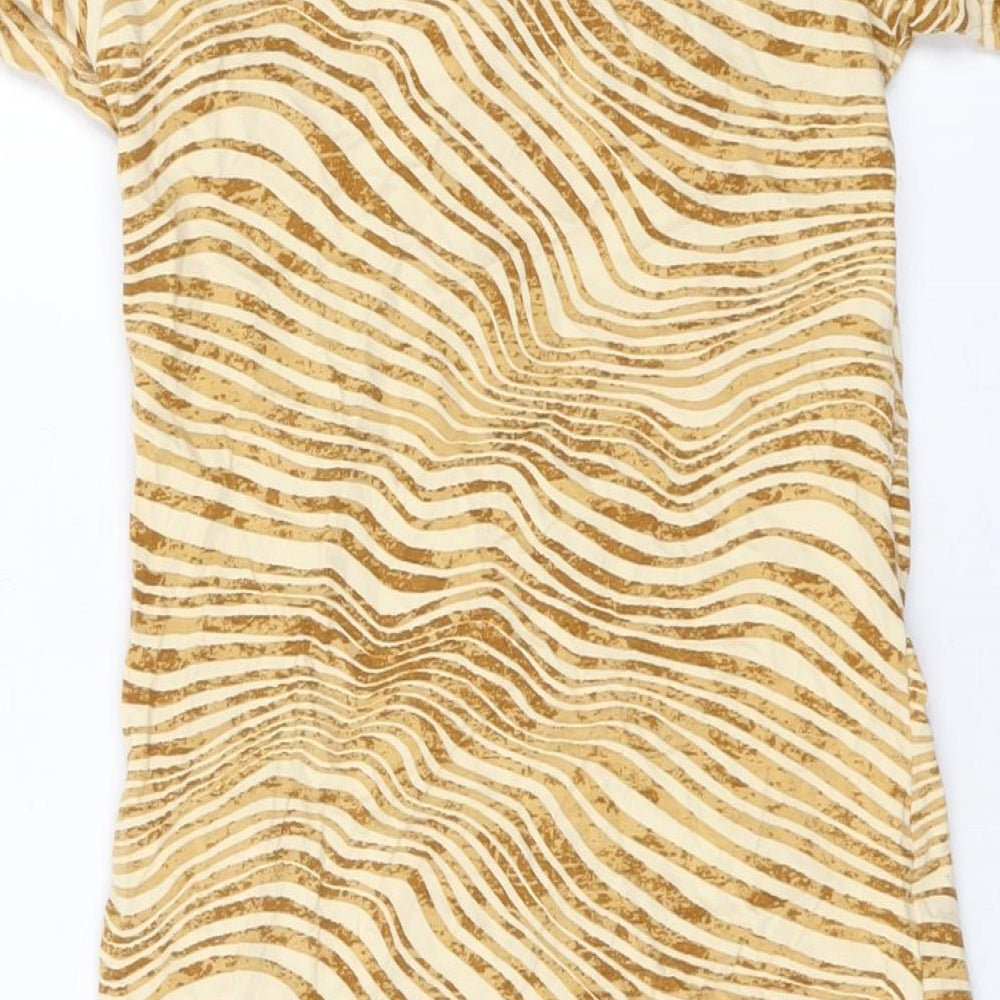 Motel Rocks Womens Orange Animal Print Cotton Basic T-Shirt Size S Round Neck