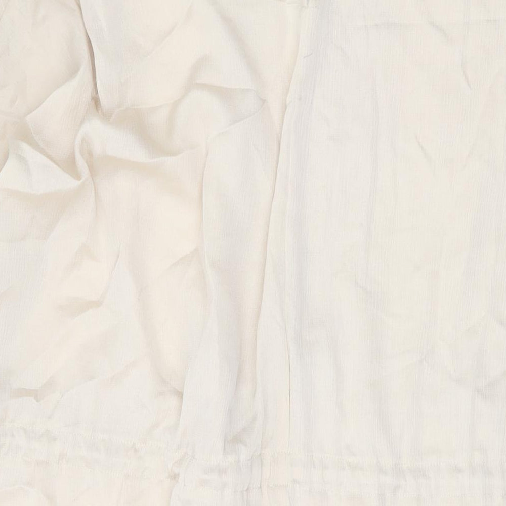 PRETTYLITTLETHING Womens Beige Polyester Basic Blouse Size 10 V-Neck