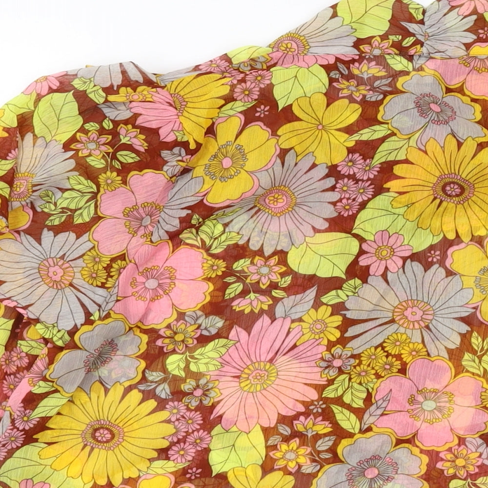 River Island Womens Multicoloured Floral Polyester Basic Blouse Size 8 Mock Neck
