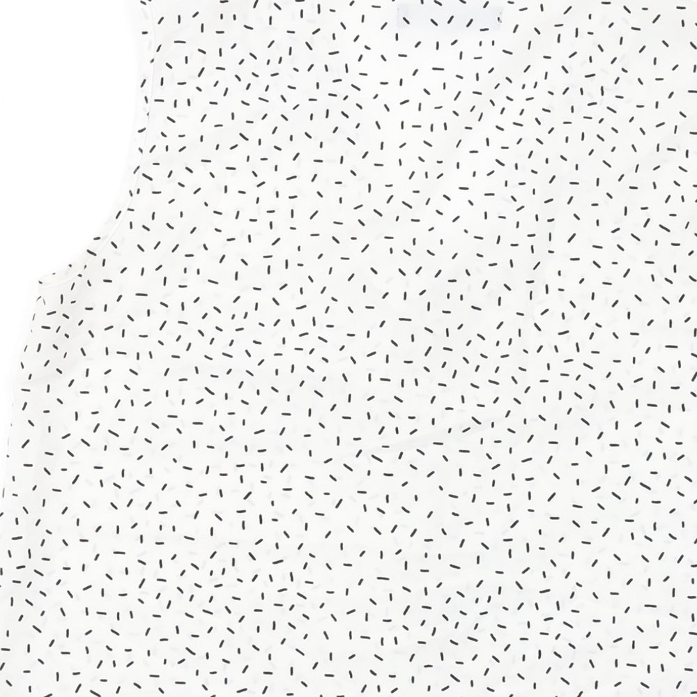Marks & Spencer Womens White Geometric Polyester Basic Tank Size 8 V-Neck