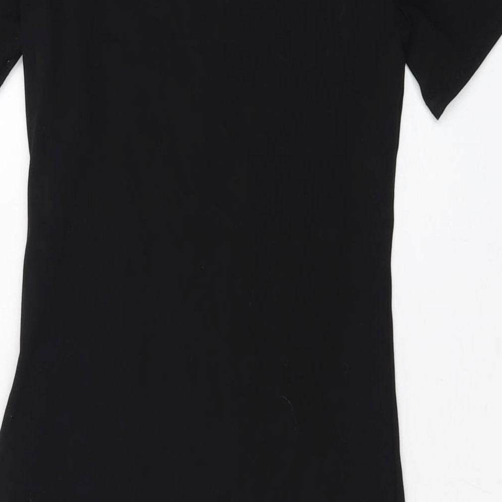 New Look Womens Black Cotton Mini Size 10 Round Neck Pullover