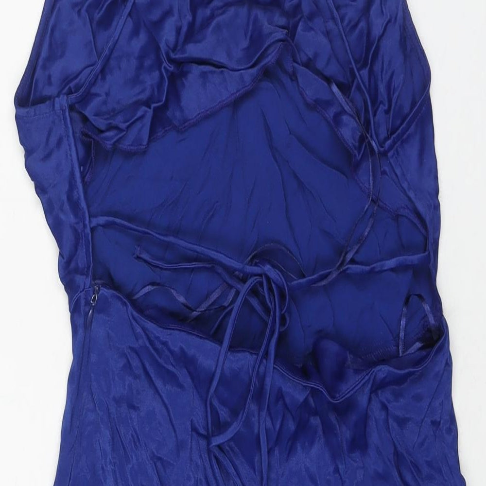 Zara Womens Blue Viscose Mini Size S Square Neck Tie