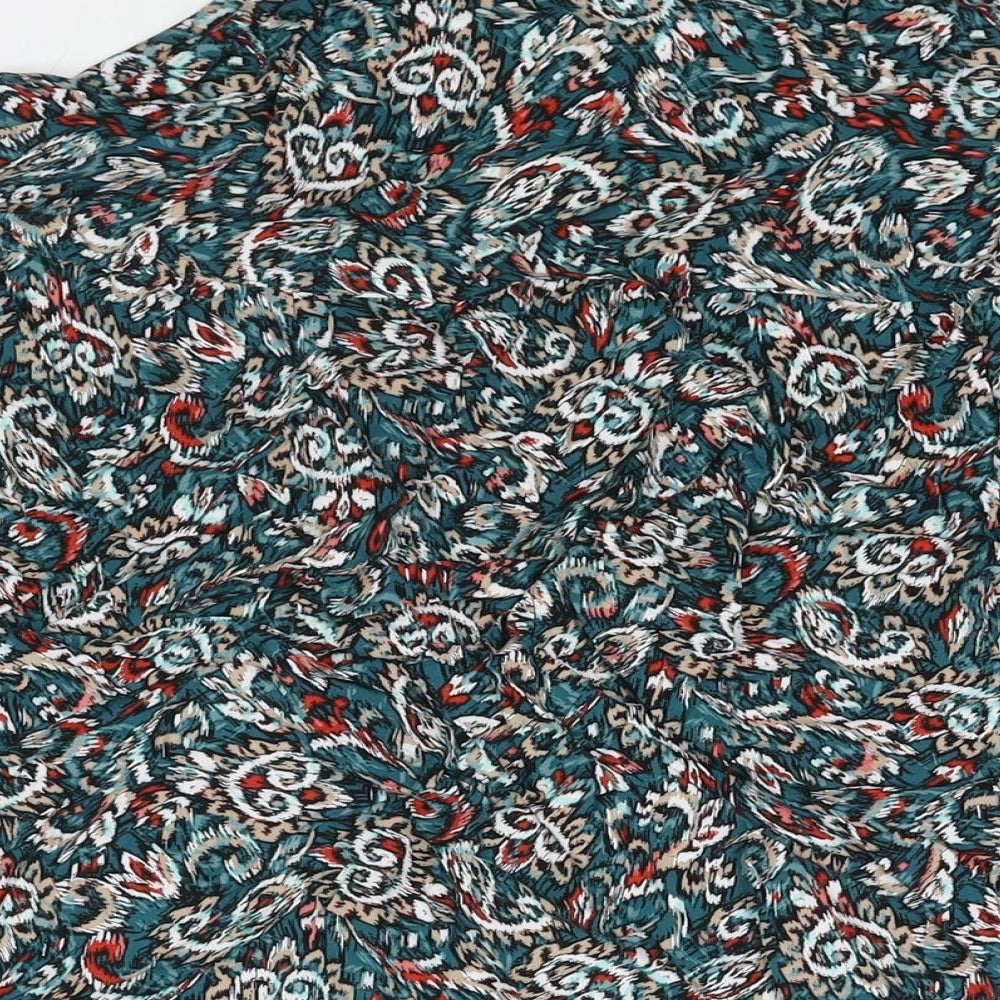 Marks & Spencer Womens Multicoloured Geometric Viscose Basic Button-Up Size 12 Collared