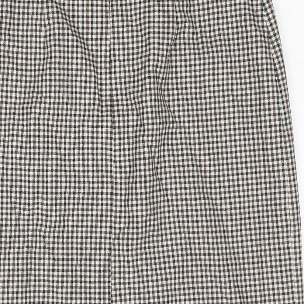 Artigiano Womens Beige Check Polyester Straight & Pencil Skirt Size 10 Zip