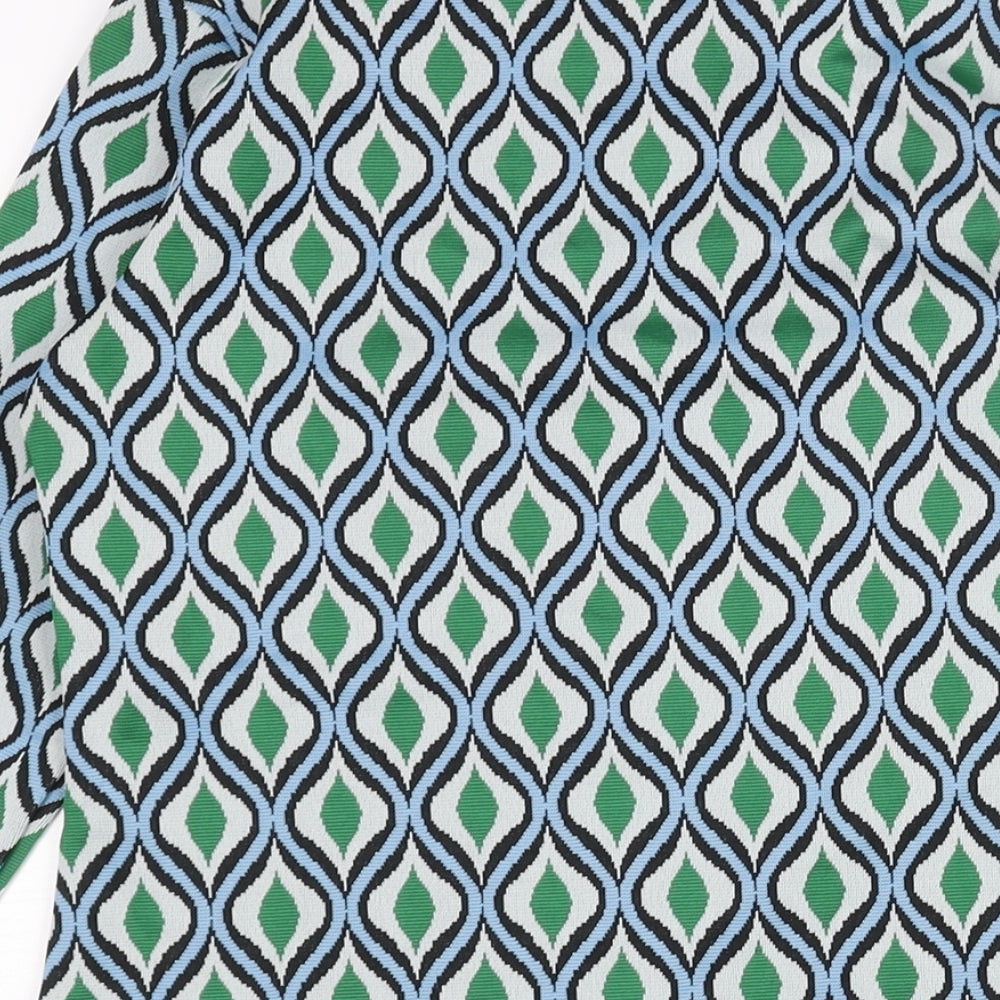 Zara Womens Green Geometric Polyamide Mini Size L Round Neck Pullover