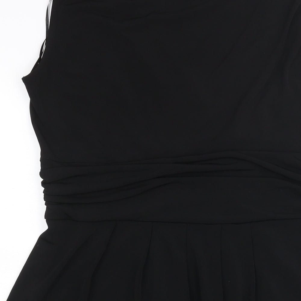 Wallis Womens Black Polyester Fit & Flare Size 14 V-Neck Pullover - Rhinestone Detail