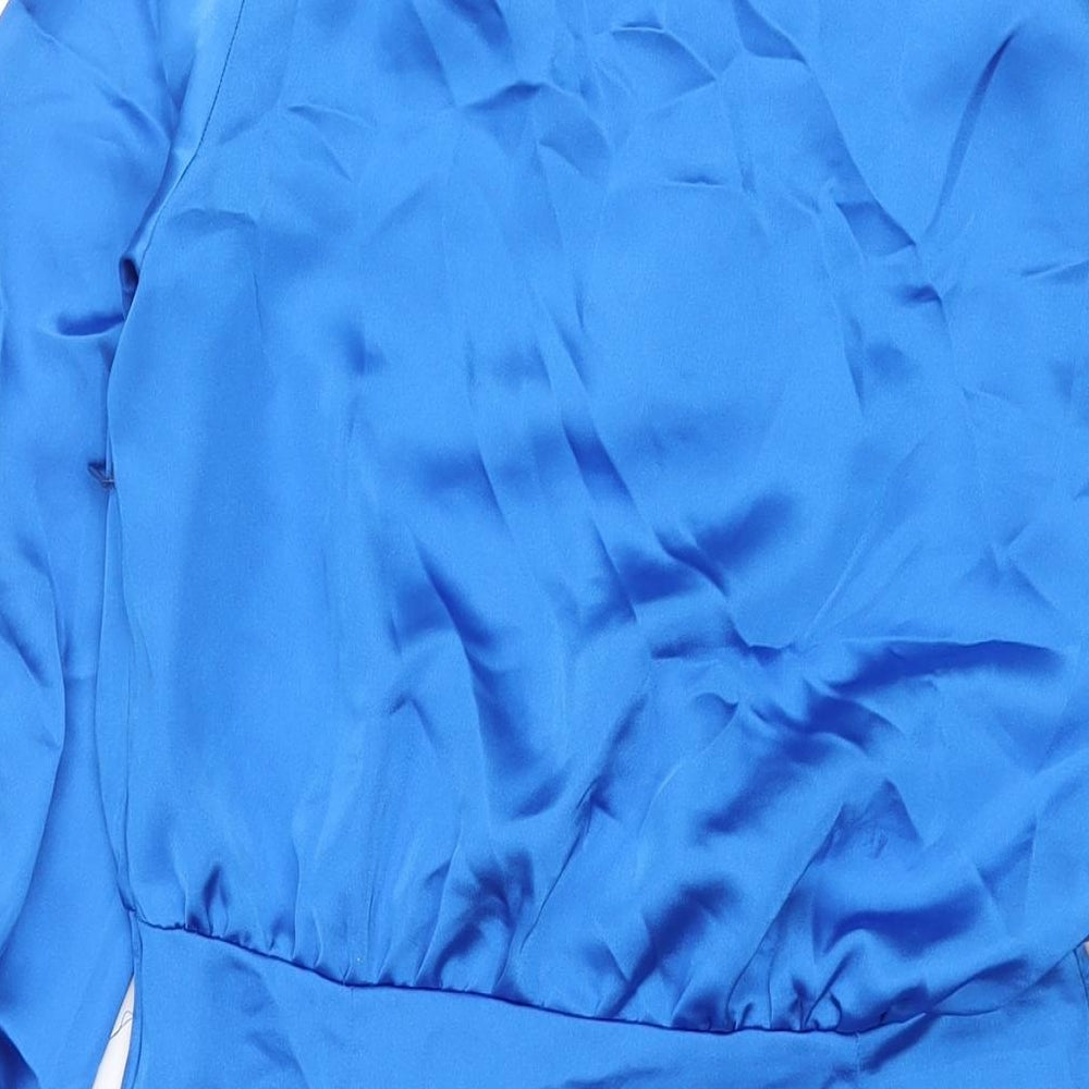Zara Womens Blue Polyester Shift Size M V-Neck Zip