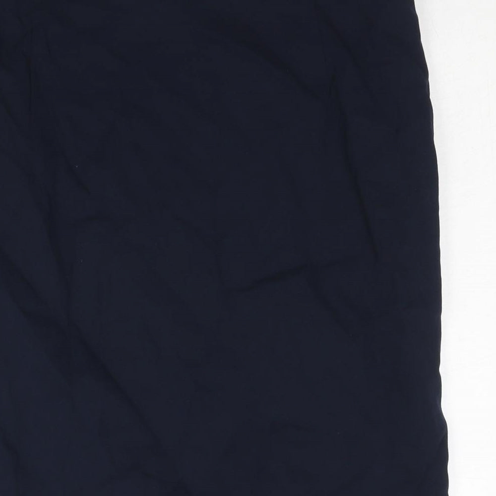 ESCADA Womens Blue Wool Straight & Pencil Skirt Size 14 Zip - Pleat Detail