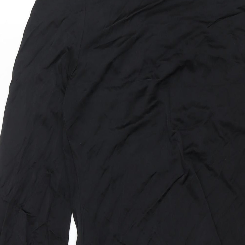 Julien Macdonald Womens Black Polyester Mini Size 12 Scoop Neck Pullover - Rouched Tassle Beading Detail