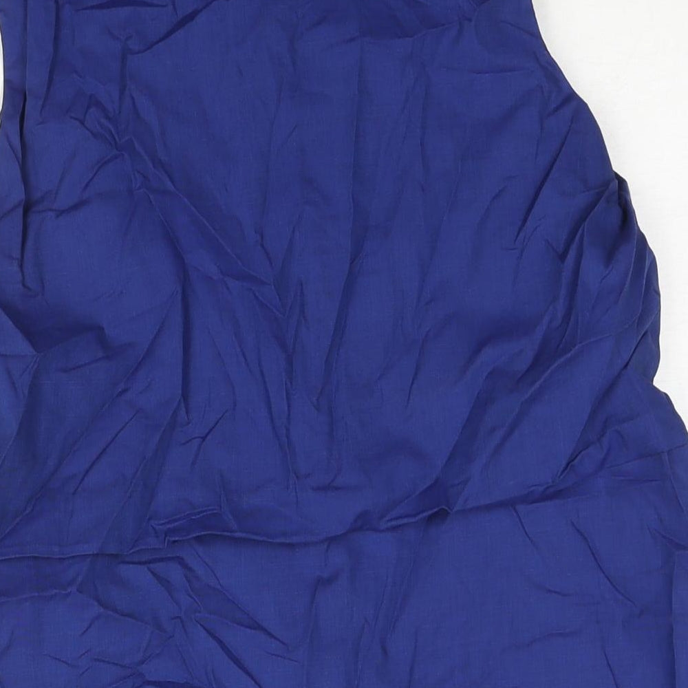 Zara Womens Blue Cotton Shirt Dress Size XS Collared Button - Pleated