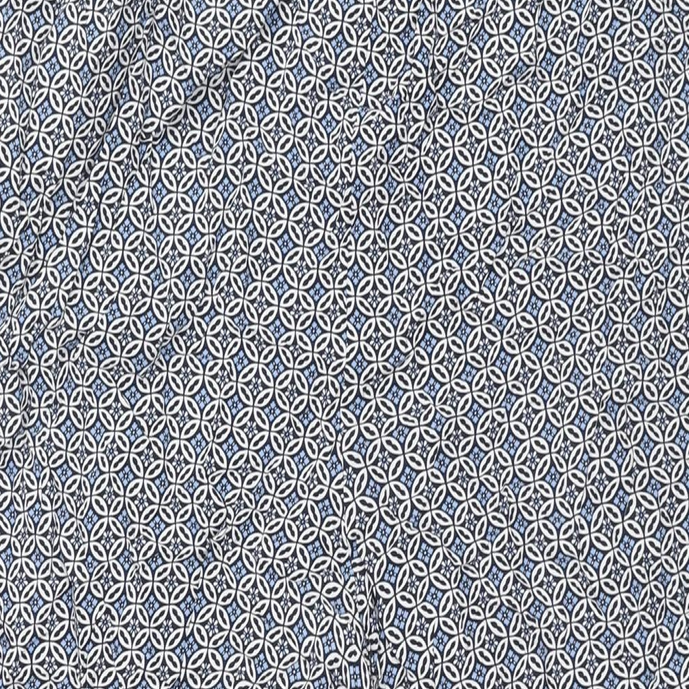 Marks and Spencer Womens Blue Geometric Viscose Harem Trousers Size 22 L27 in Regular