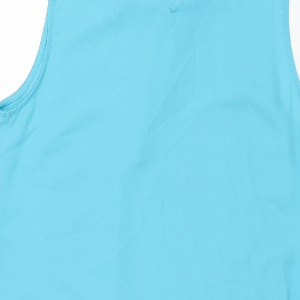 M&Co Womens Blue Polyester Camisole Blouse Size 10 Round Neck - Beaded Neckline