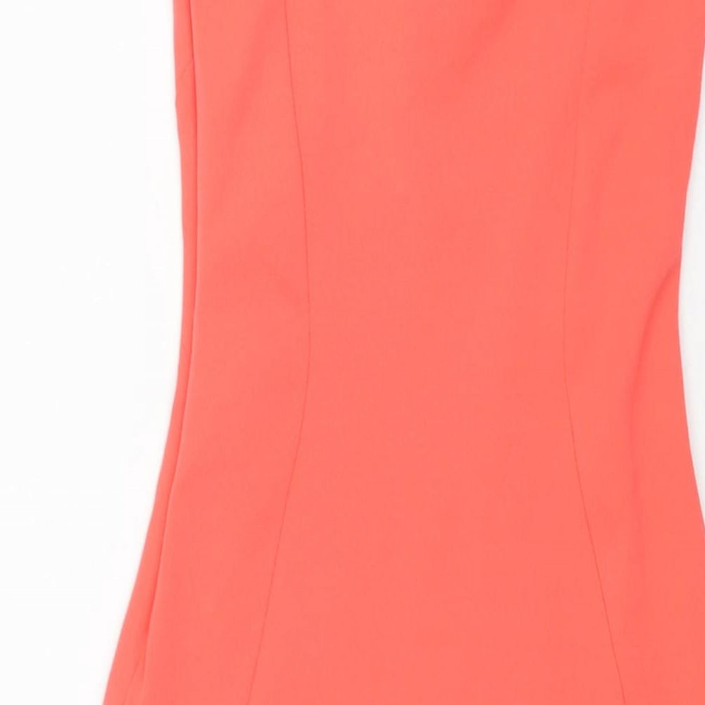 Quiz Womens Pink Polyester Bodycon Size 8 Scoop Neck Zip - Lace Detail