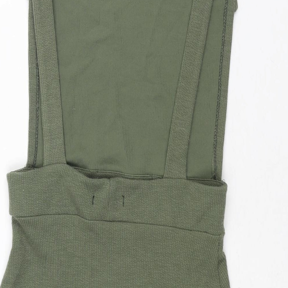 I SAW IT FIRST Womens Green Polyester Pinafore/Dungaree Dress Size 10 Square Neck Button - Backless