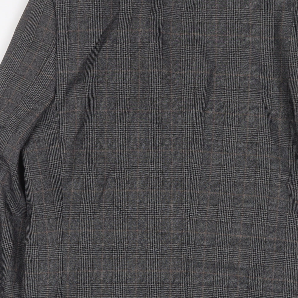 Limehaus Mens Grey Plaid Polyester Jacket Suit Jacket Size 36 Regular