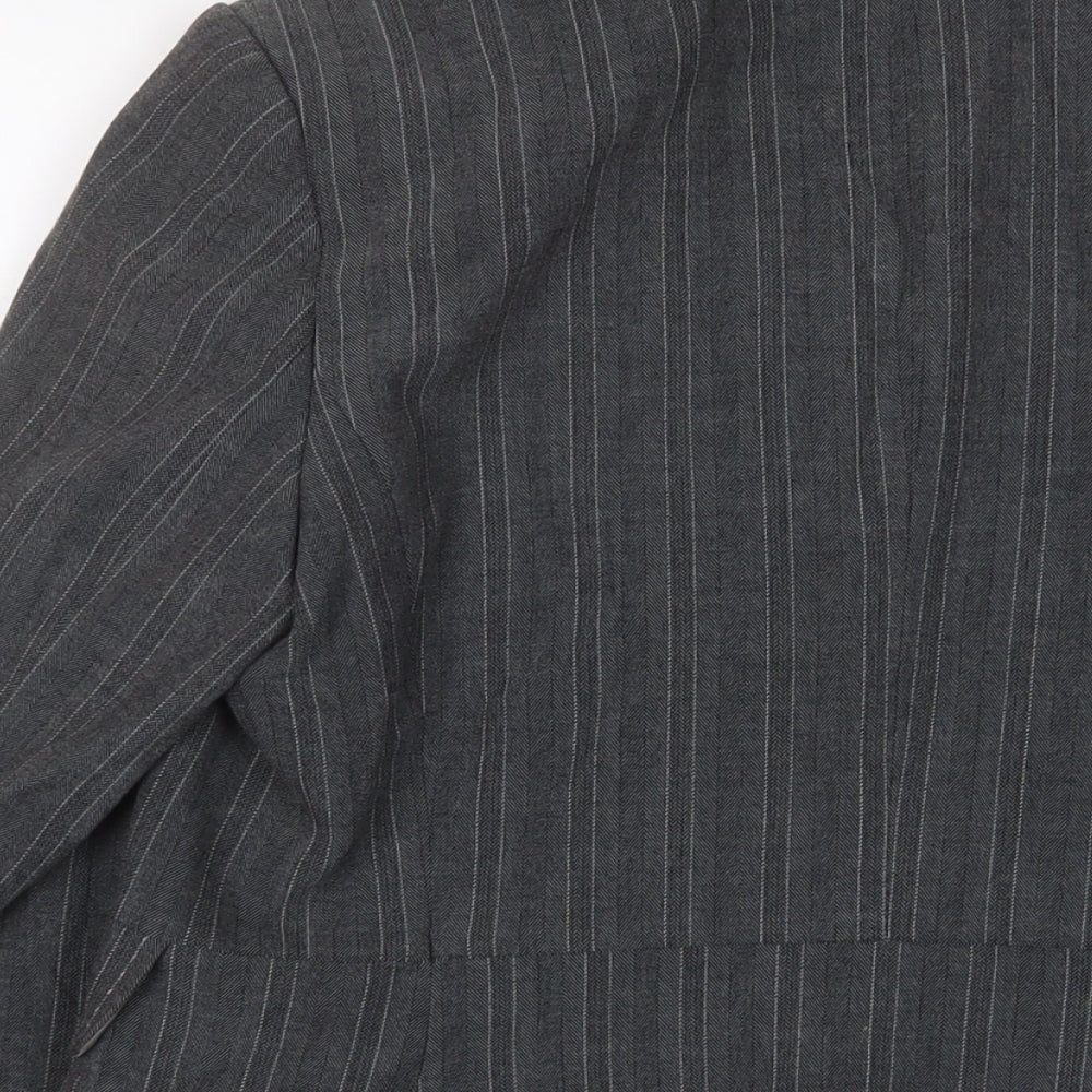 Marks & Spencer Womens Grey Striped Jacket Blazer Size 14 Button