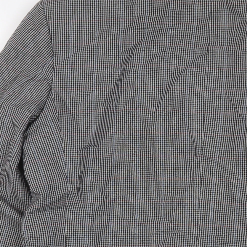St Michael Mens Grey Plaid Polyester Jacket Suit Jacket Size 38 Regular