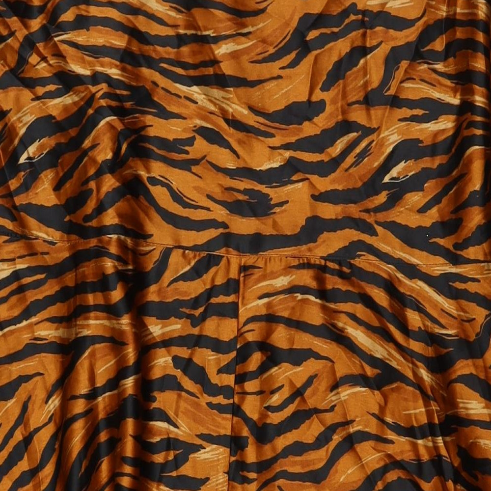Very Womens Brown Animal Print Polyester Wrap Dress Size 22 V-Neck Button