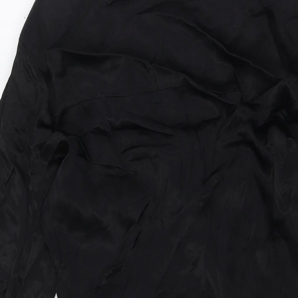 Zara Womens Black Viscose A-Line Size L Collared Button - Tie Front