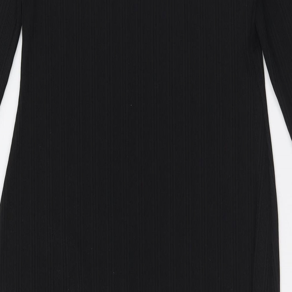 River Island Womens Black Polyester A-Line Size 10 V-Neck