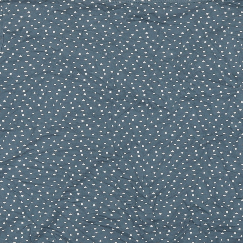 TOM TAILOR Womens Blue Polka Dot Cotton Basic Button-Up Size XL V-Neck
