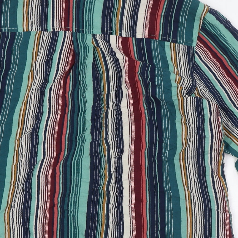 Monsoon Womens Multicoloured Striped Viscose Basic Button-Up Size 8 Collared