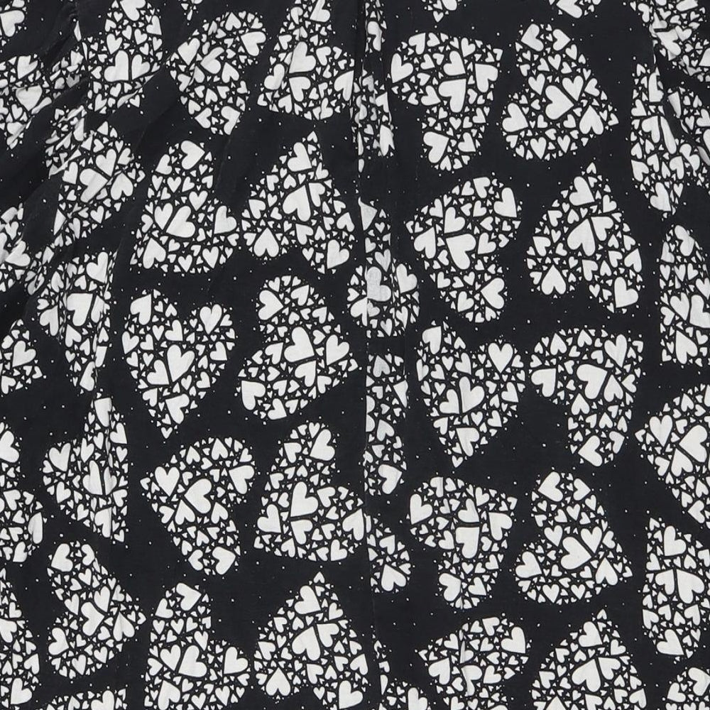 Next Womens Black Viscose A-Line Size 18 Mock Neck Button - Hearts