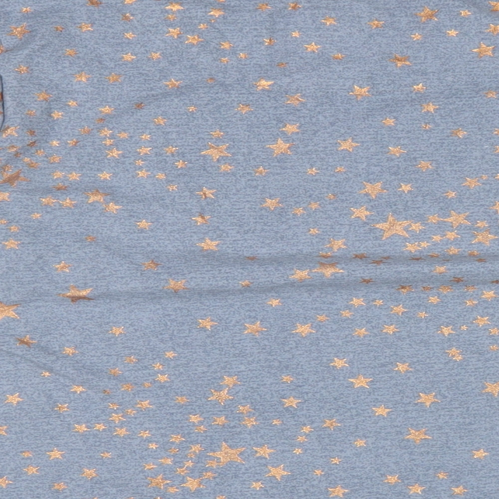 Next Womens Blue Solid Polyester Top Pyjama Top Size M - Rose gold star detail .