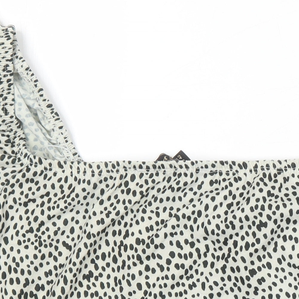 Lipsy Womens Multicoloured Polka Dot Polyester Tunic Blouse Size 14 Square Neck
