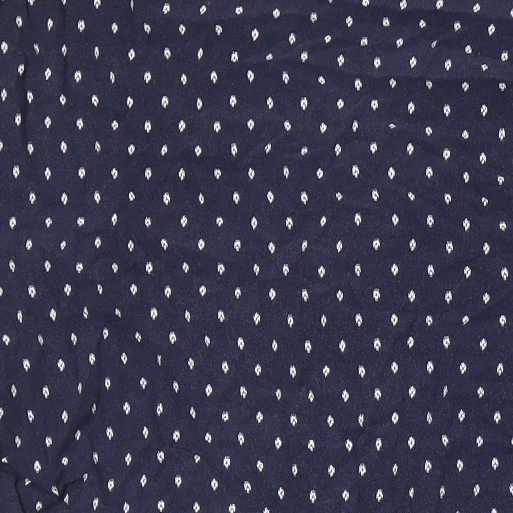 H&M Womens Blue Geometric Viscose Tunic Blouse Size 10 V-Neck