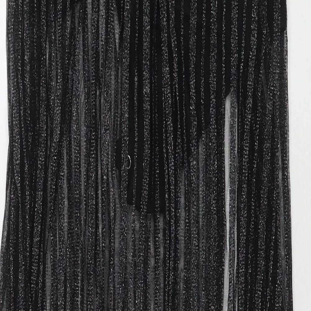 Pink Boutique Womens Black Striped Polyester Maxi Size 10 V-Neck Zip