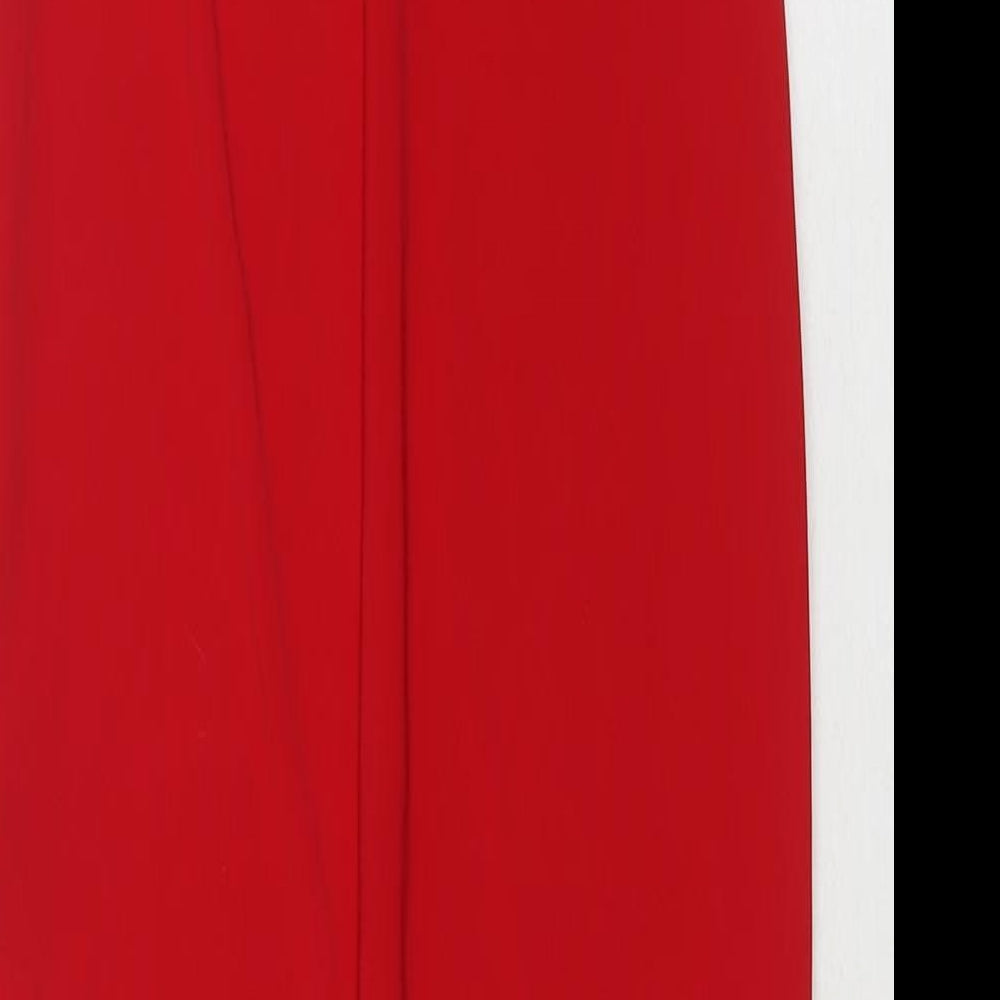 New Look Womens Red Polyester A-Line Size 6 Square Neck Pullover