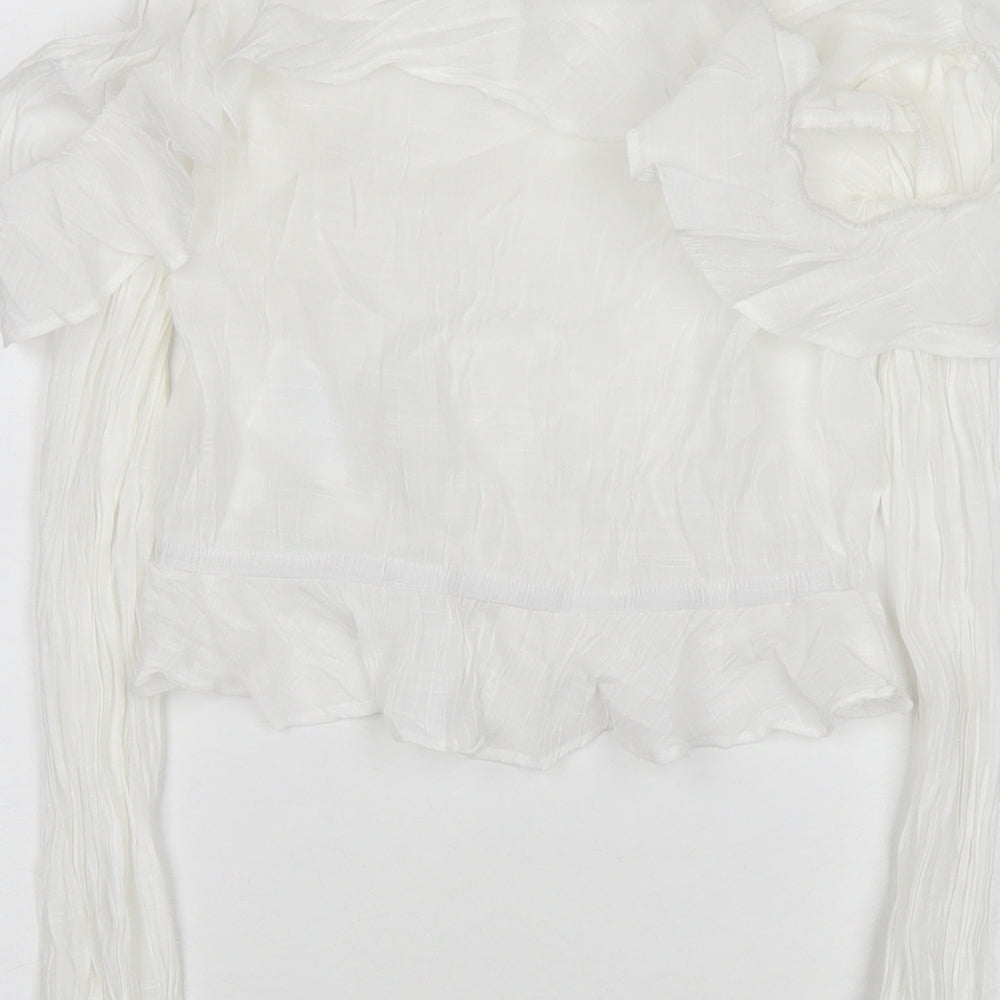 H&M Womens White Viscose Basic Blouse Size 4 Off the Shoulder