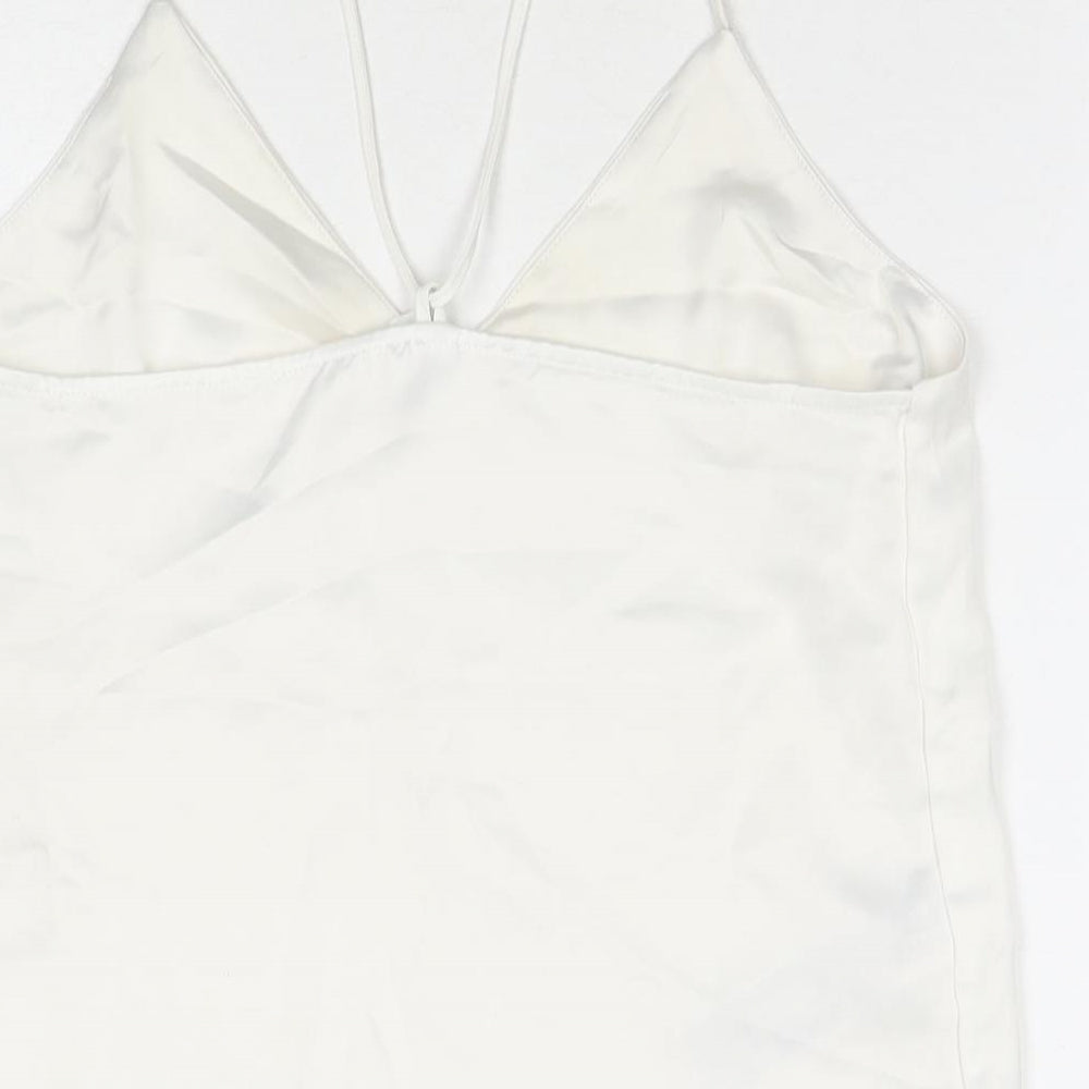 Mango Womens White Polyester Basic Tank Size XS V-Neck