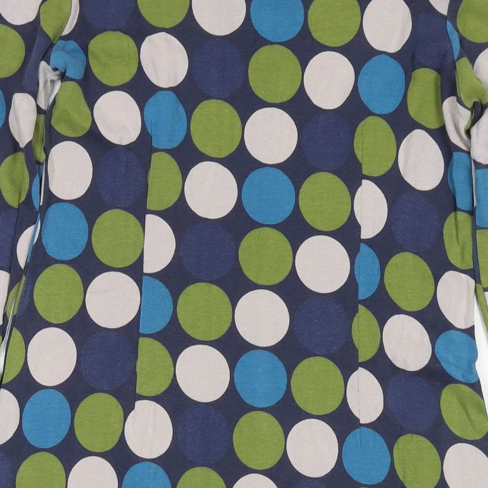 Adini Womens Multicoloured Polka Dot Cotton A-Line Size M Square Neck Pullover