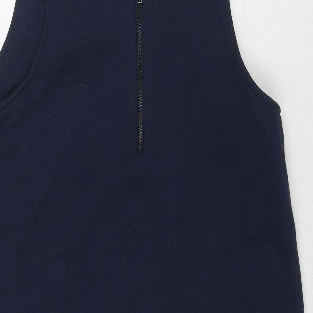 VERO MODA Womens Blue Polyester Tank Dress Size 8 Square Neck Zip
