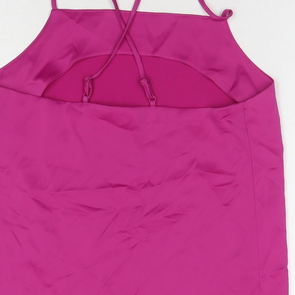Marks & Spencer Womens Pink Polyester Basic Tank Size 8 Round Neck