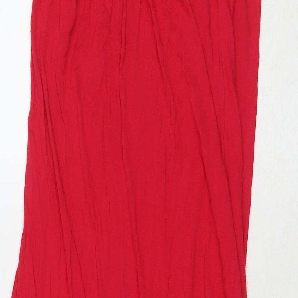 Marks & Spencer Womens Red Viscose Maxi Size M Square Neck Pullover