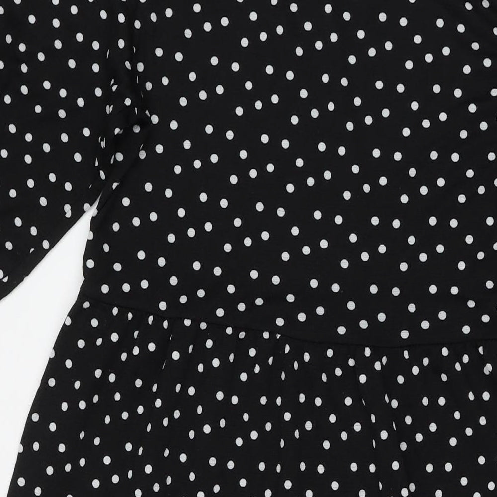 Zara Womens Black Polka Dot Polyester Maxi Size S Round Neck Pullover