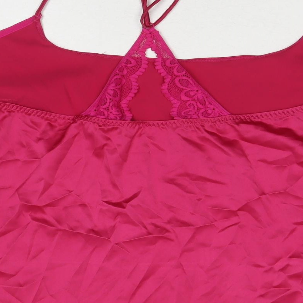 Marks & Spencer Womens Pink Polyester Camisole Tank Size L Round Neck