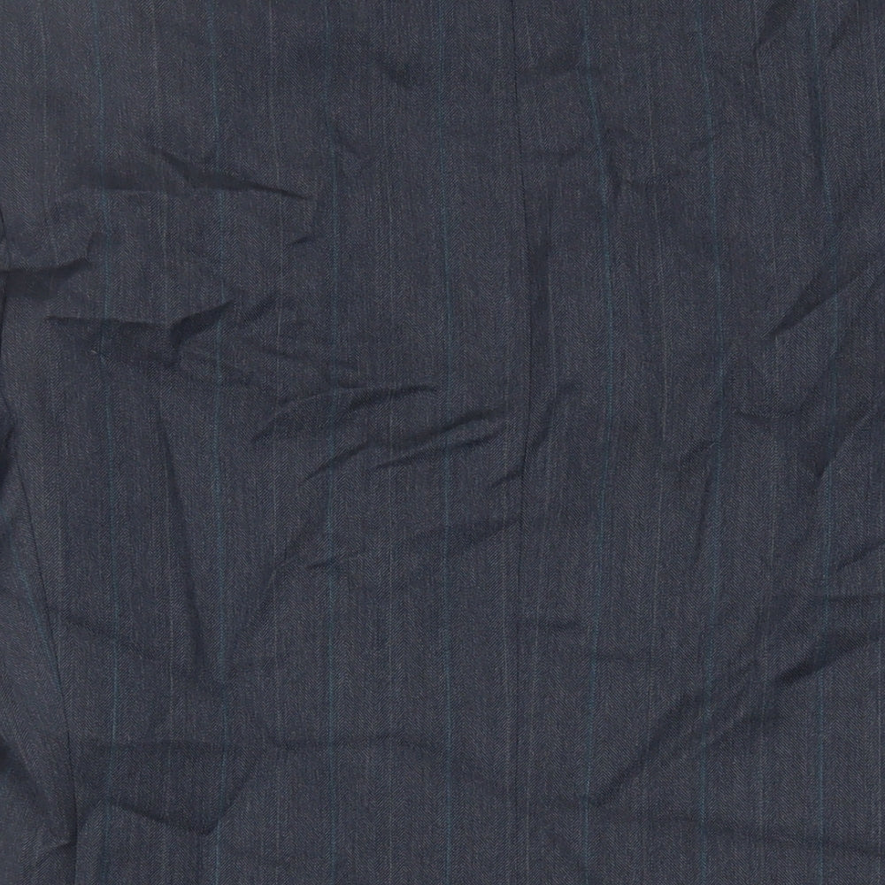 SCOTT Mens Blue Striped Polyester Jacket Suit Jacket Size 40 Regular