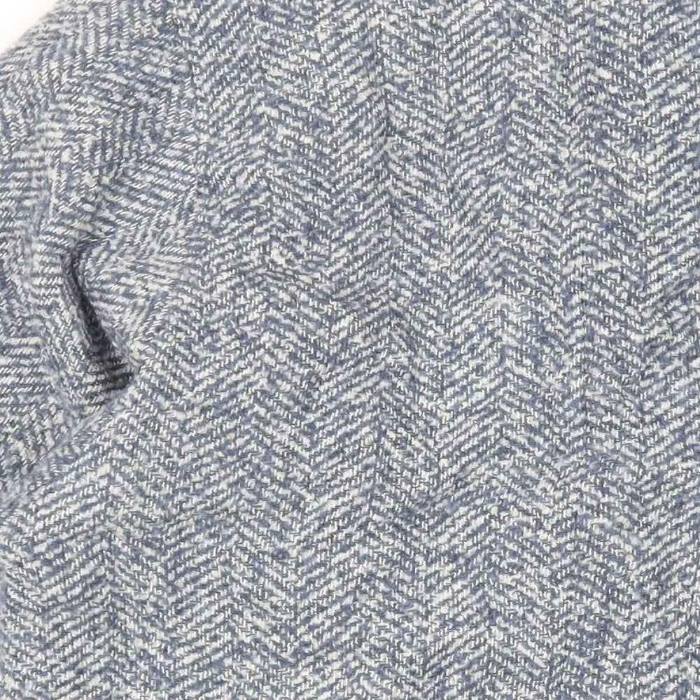 Mango Womens Blue Overcoat Coat Size S Button