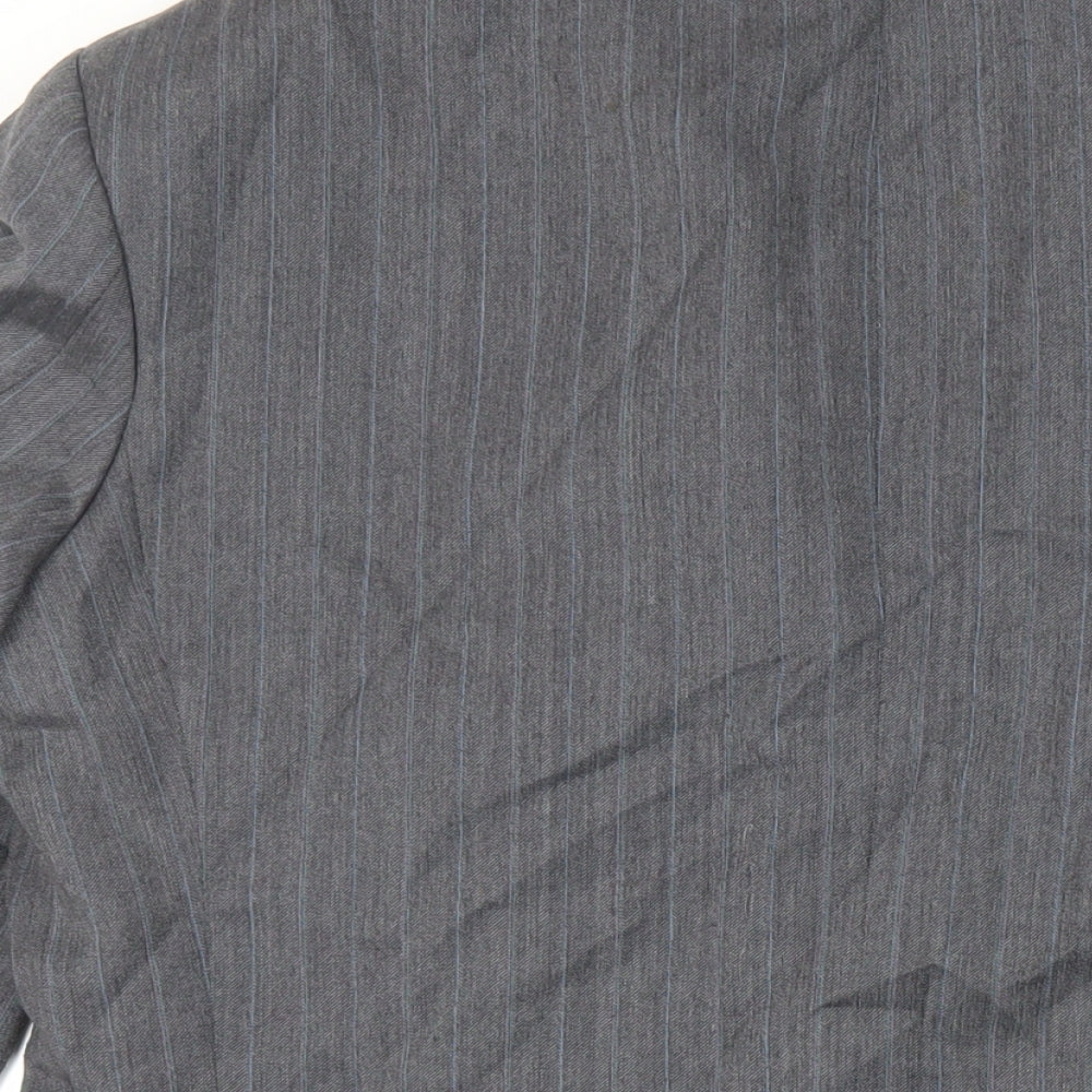 Marks & Spencer Mens Grey Striped Polyester Jacket Suit Jacket Size 42 Regular