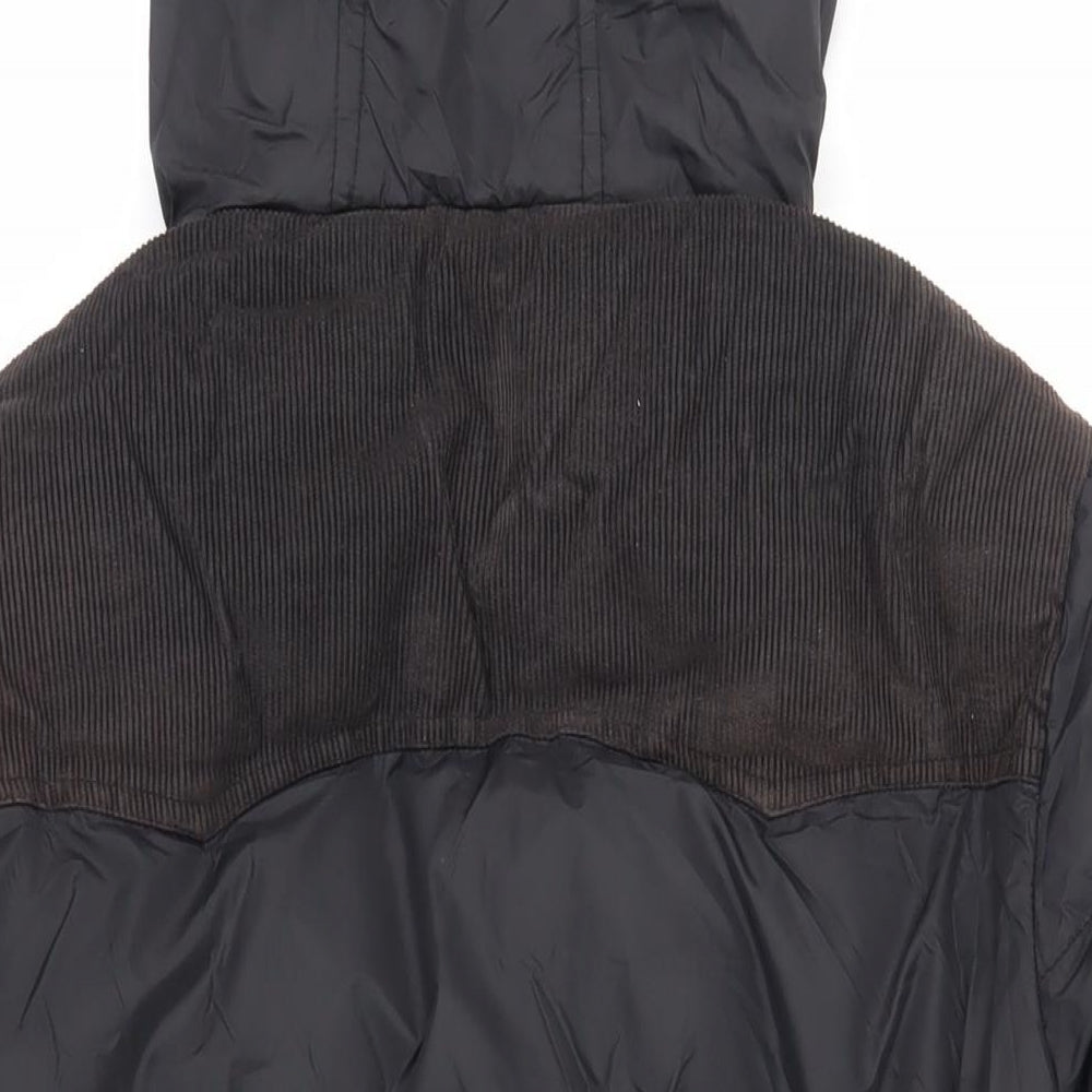 Brave Soul Mens Black Puffer Jacket Jacket Size S Zip - Hooded