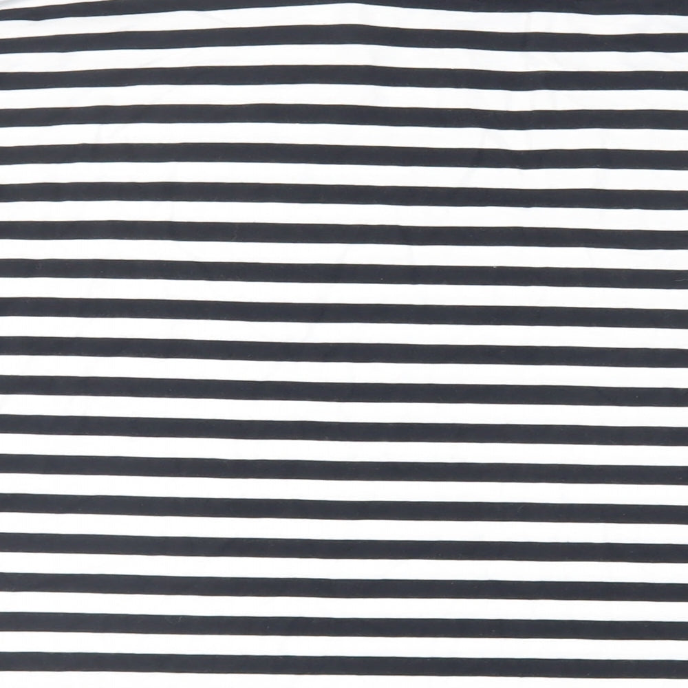 NEXT Womens Black Striped Cotton Basic T-Shirt Size M Crew Neck
