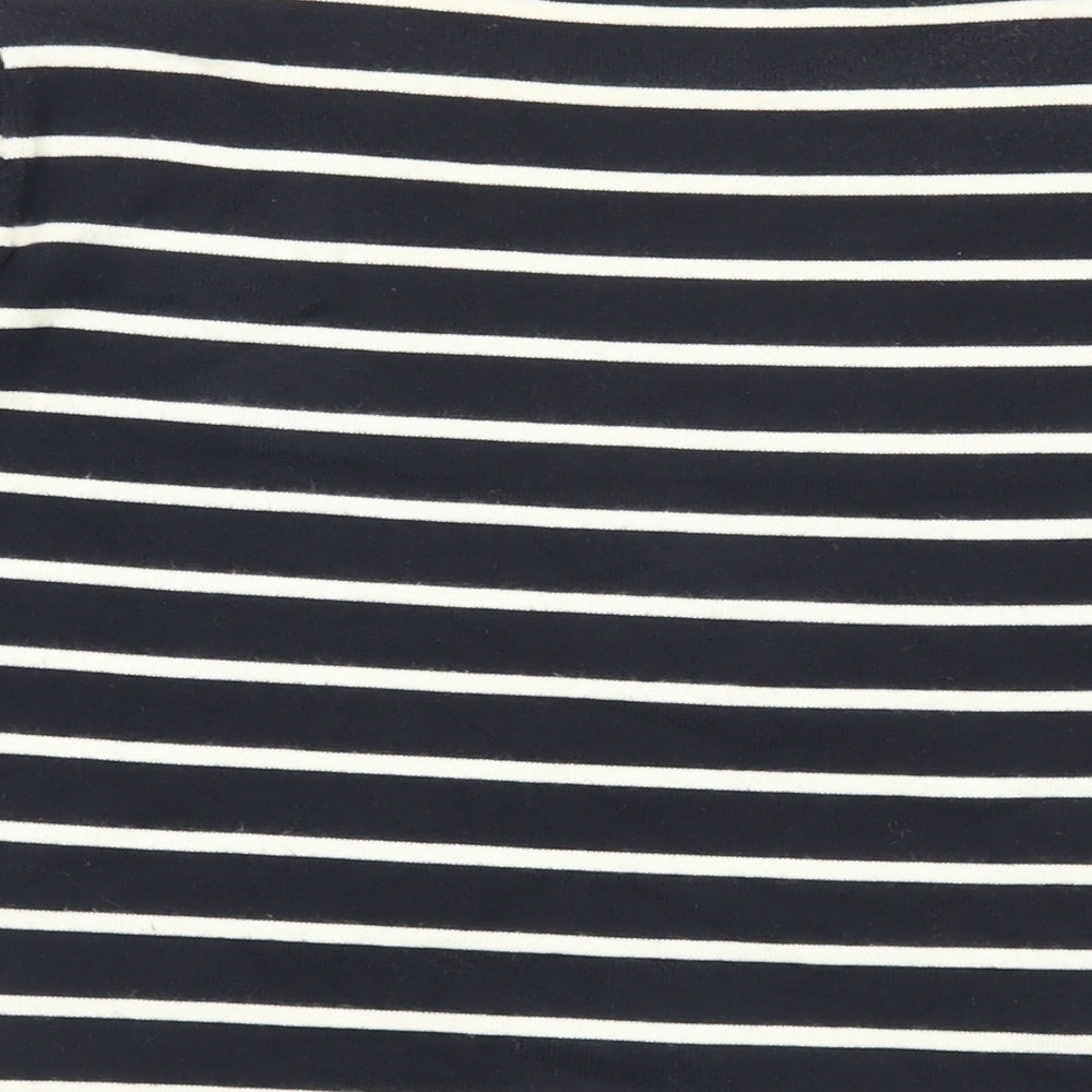 Marks & Spencer Womens Blue Round Neck Striped Cotton Pullover Jumper Size 8